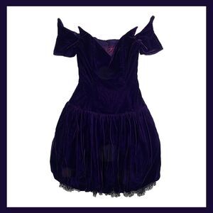 VTG Victor Costa Purple Velvet Bubble Hem Party Mini Dress Size 4 Made in USA